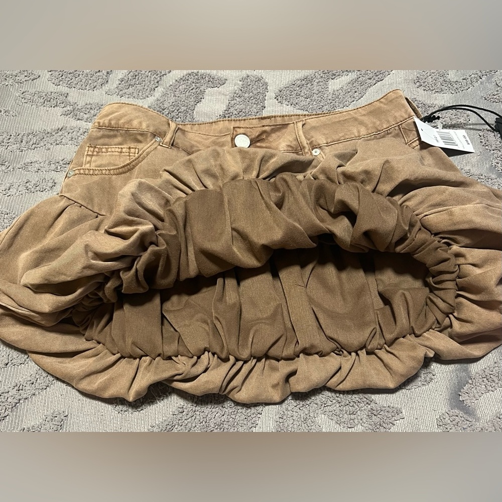 Blank NYC Light Brown Denim Balloon Mini Skirt Size 27 - Picture 6 of 8